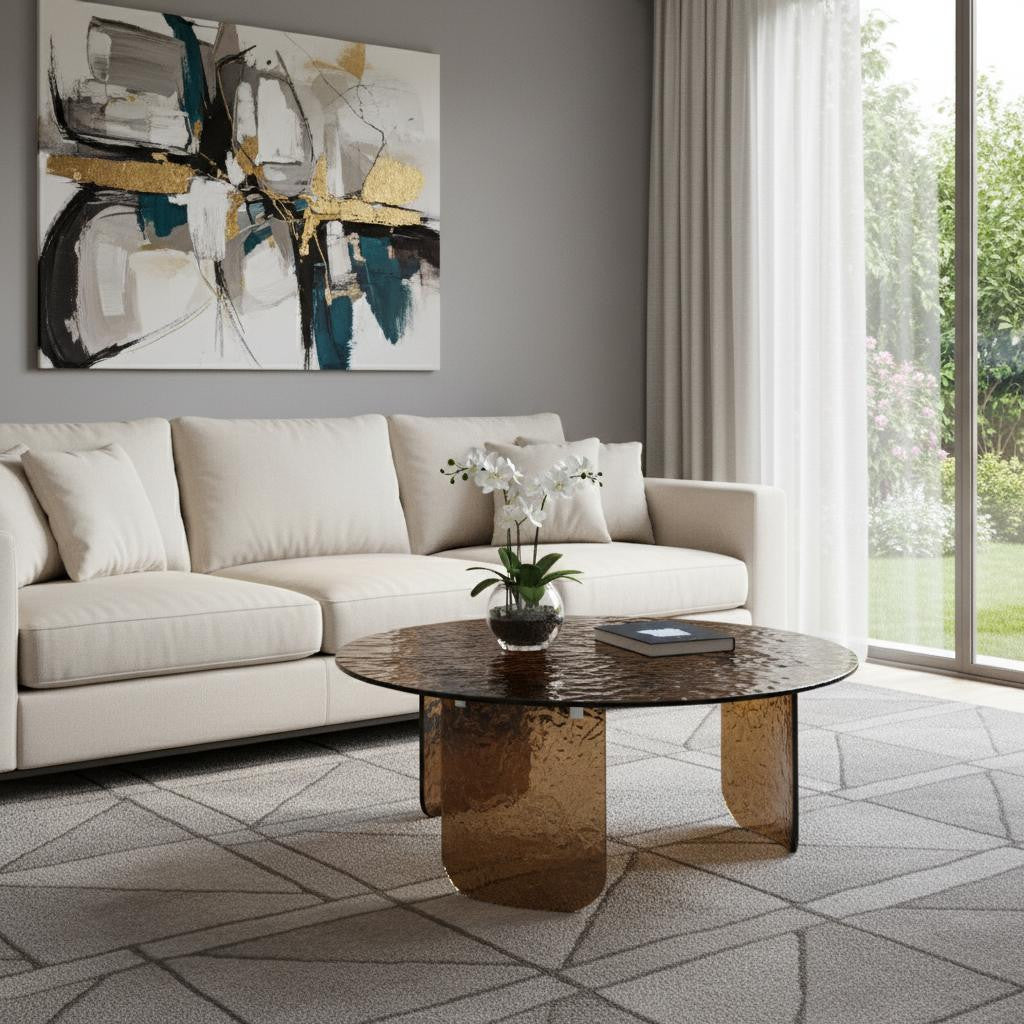 35 Bronze Glass Round Coffee Table