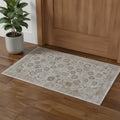 3 X 5 Ivory Gray And Gold Floral Area Rug With Fringe