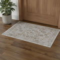 2 X 3 Ivory Gray And Gold Floral Area Rug With Fringe