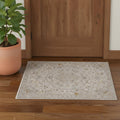 3 X 5 Ivory Gray And Gold Oriental Area Rug With Fringe