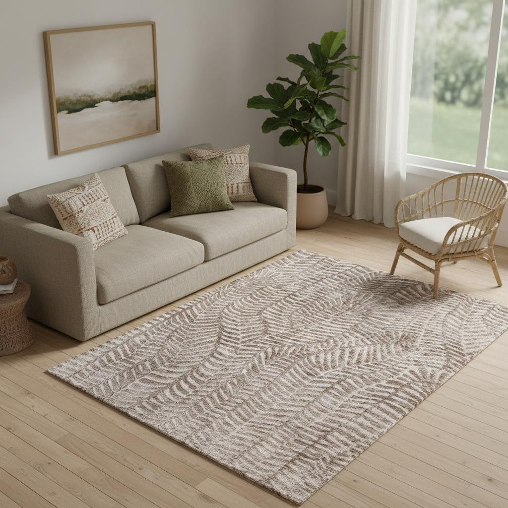 5 X 8 Taupe And Tan Animal Print Area Rug