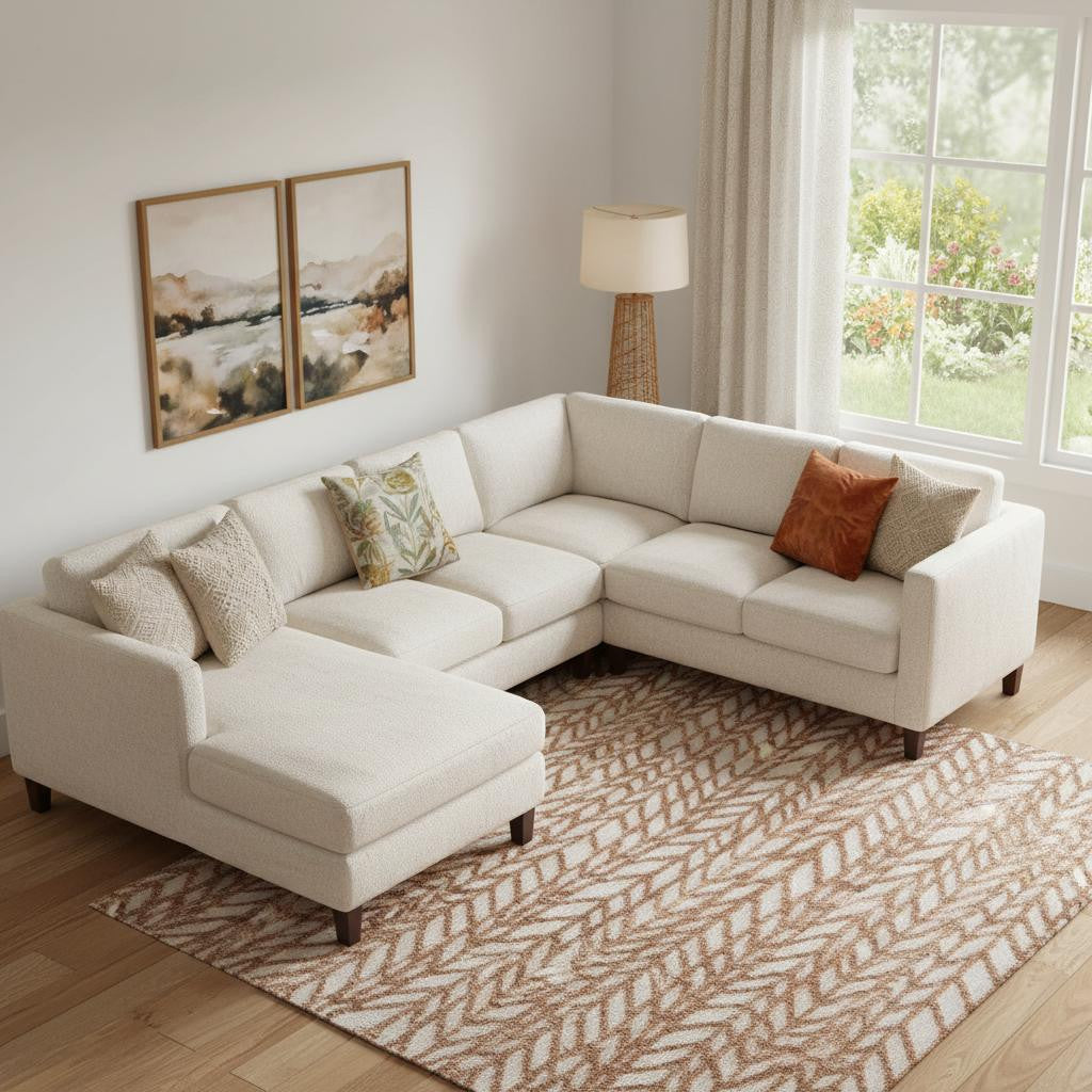 8 X 10 Brown And Tan Chevron Area Rug