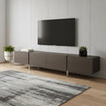 95 Ash Gray And Nickel Wood And Stainless Steel Enclosed Storage TV Stand