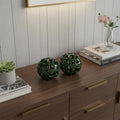 Set of Two Green Aluminum Hand Painted Decorative Orbs