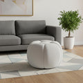19 White Tufted Boucle Round Ottoman