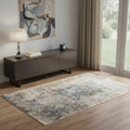 4 X 6 Blue And Orange Medallion Distressed Area Rug With Fringe