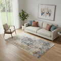 5 X 8 Blue And Orange Medallion Distressed Area Rug With Fringe