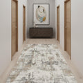 10 Brown And Gray Abstract Distressed Runner Rug