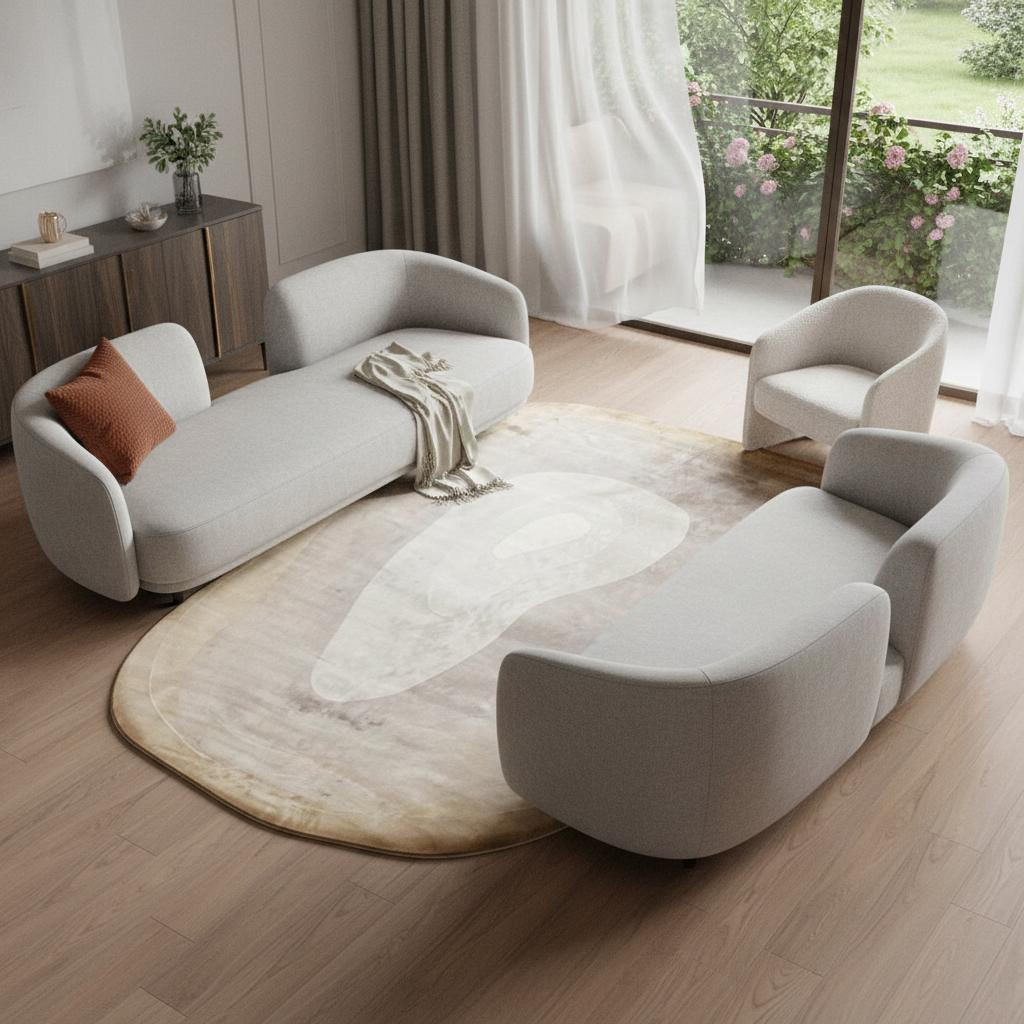 7 X 9 Beige Cream And Tan Ombre Distressed Area Rug