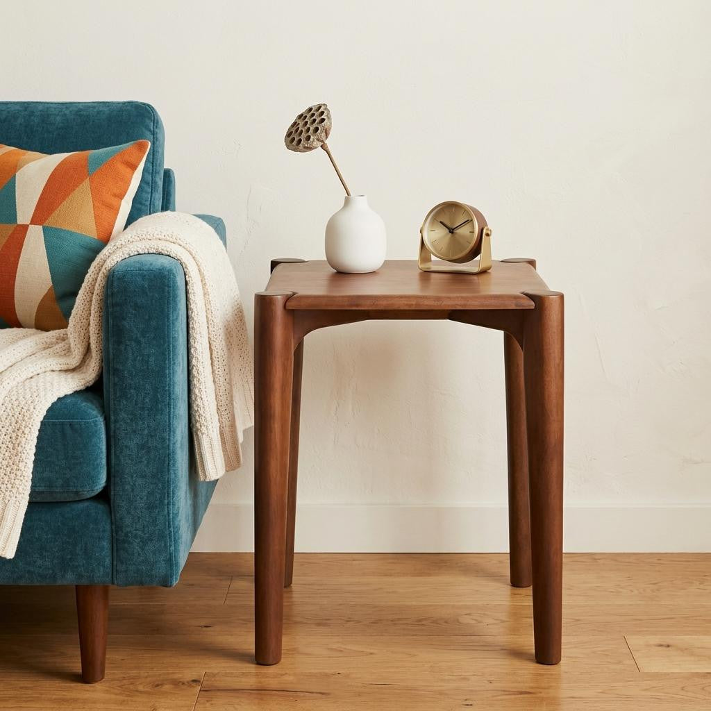 22 Inch Brown Solid Wood Square End Table