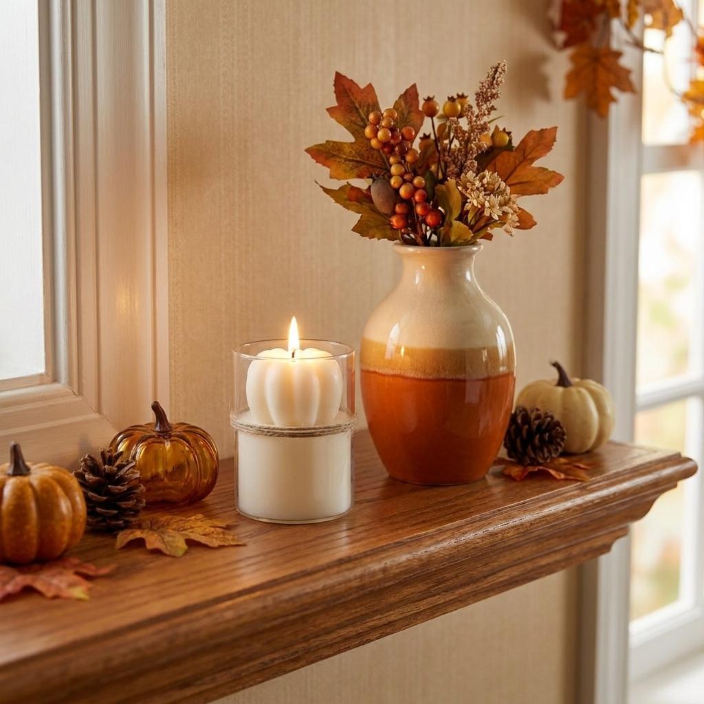 3 Inch Ivory Pumpkin And Latte Scented Mini Pumpkin Candle In Clear Glass Jar