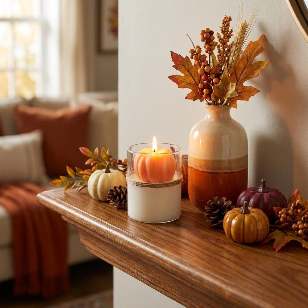 3 Inch Pumpkin Pumpkin And Apple Scented Candle In Clear Glass Holder Cylinder Jar