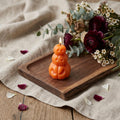 3 Inch Orange Pumpkin And Apple Scented Dimensional Pumpkin Trio Soy Wax Candle