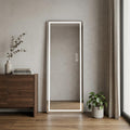 64 Black Aluminum Lighted Framed Full Length Mirror