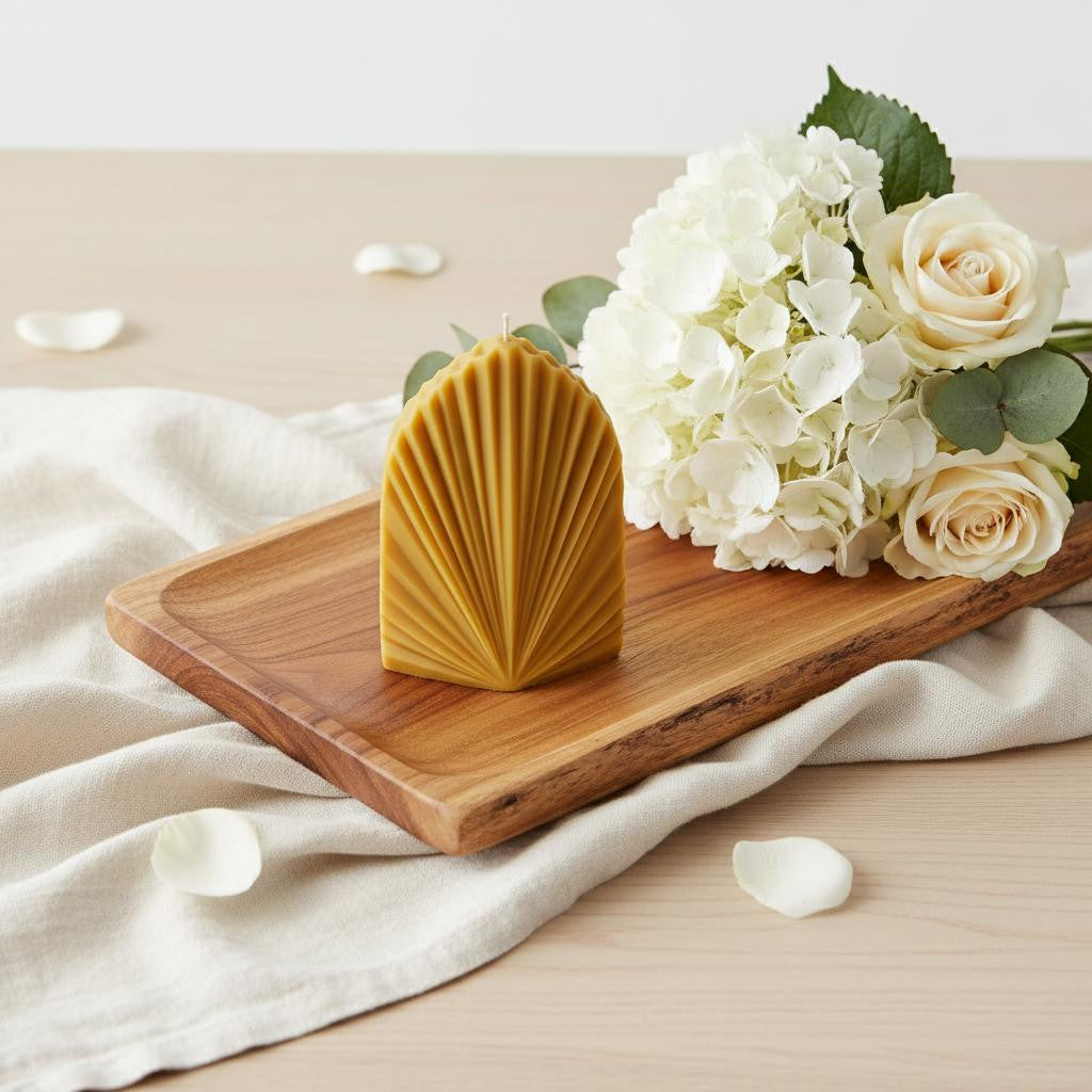 6 Gold Lavender And Sage Scented Dimensional Palm Leaf Candle
