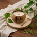 4 Ivory Lavender And Sage Scented Candle In Brown Coconut Shell Holder