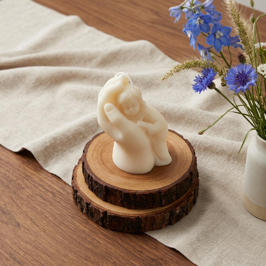 3 Ivory Rose Petals Scented Baby Dimensional Candle