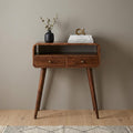 24 Brown Solid Wood Console Table With Shelf And Two Drawers