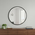 30 Black Aluminum Round Framed Accent Mirror