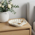 4 White And Gold Resin Handmade Seashell Trinket Tray
