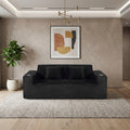 76 Black Corduroy Sofa With Toss Pillows