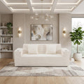 76 White Corduroy Sofa With Toss Pillows
