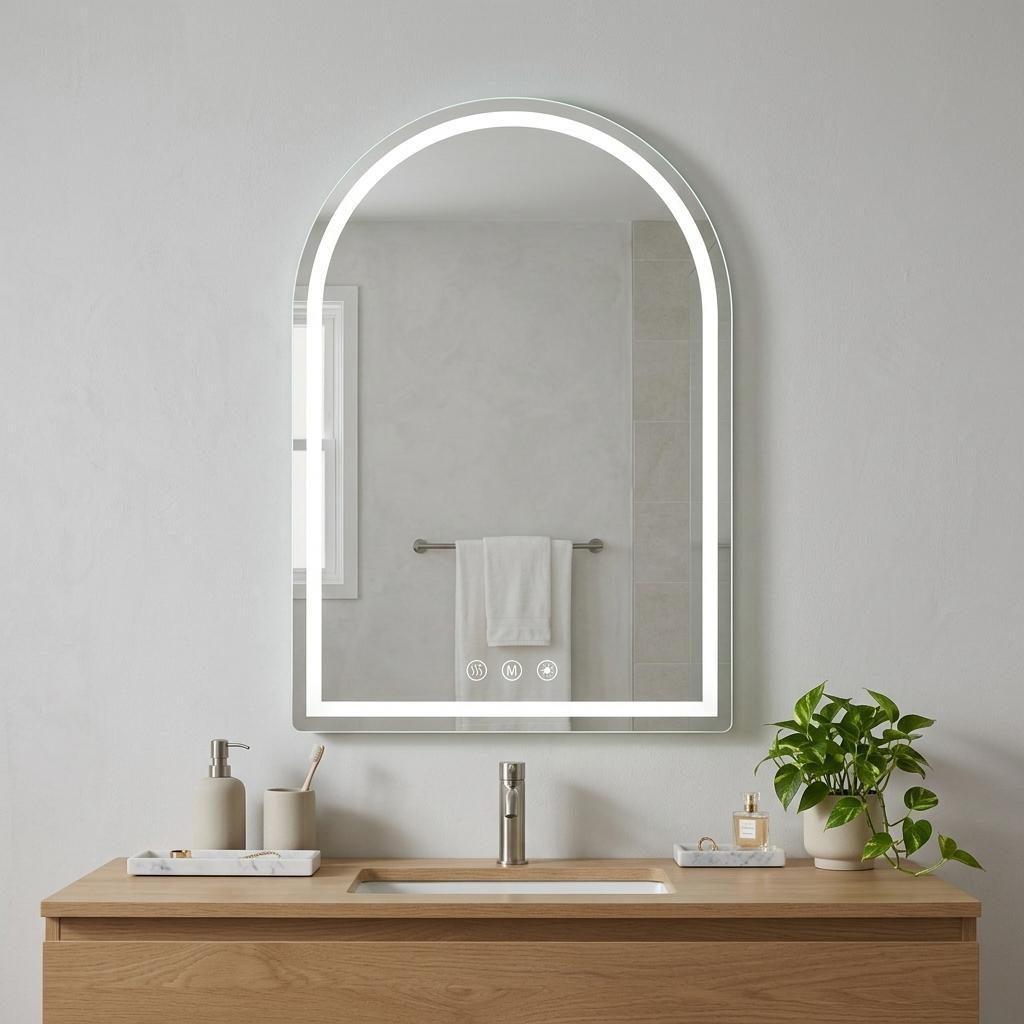 28 Arch Lighted Frameless Bathroom Vanity Mirror