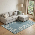 8 X 10 Blue And Ivory Seashell and Coral Area Rug