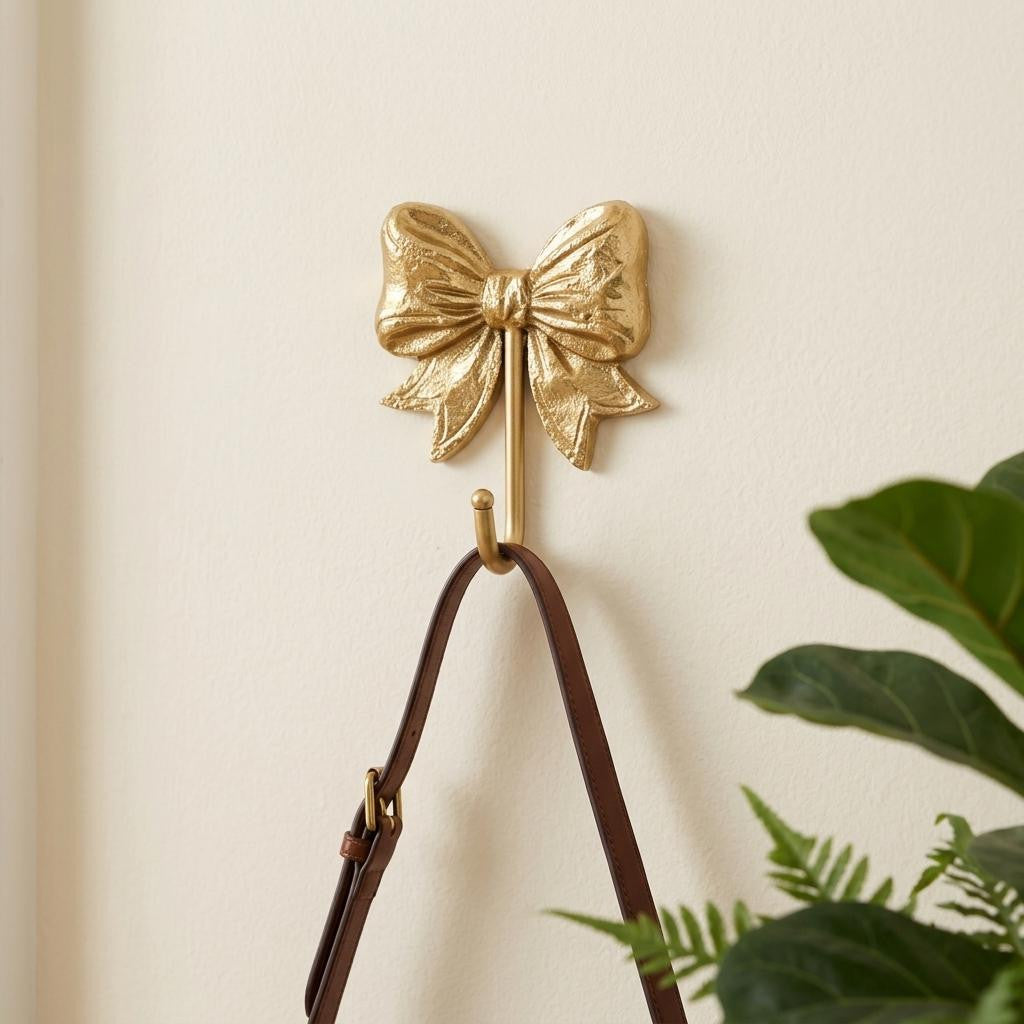 4 Gold Cast Iron Bow Wall Hook