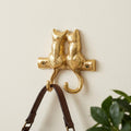 Two Hook 5 Gold Cast Iron Cats Wall Hooks