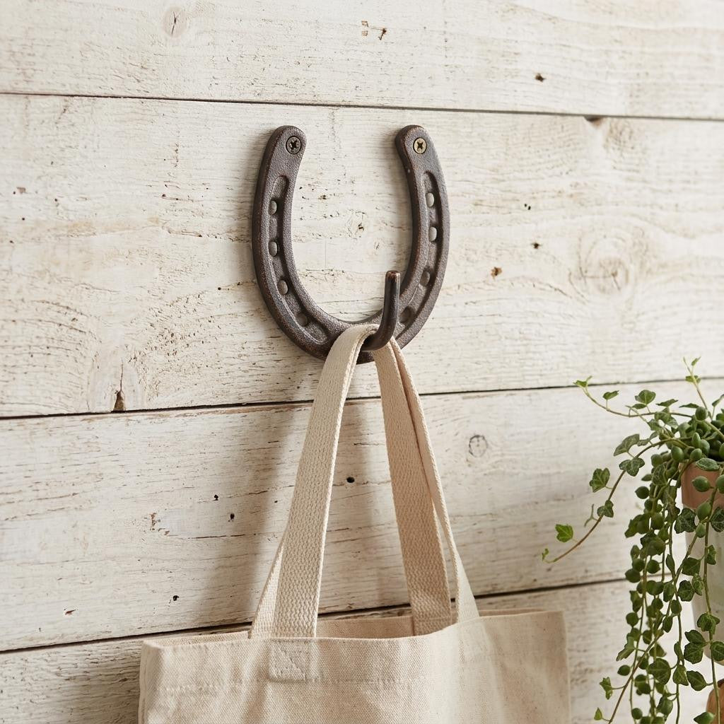 4 Antiqued Bronze Cast Iron Horseshoe Wall Hook