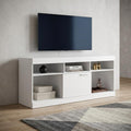 61 Inch White Wood Enclosed and Open Storage TV Stand