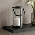 9 Clear And Black Glass And Metal Tabletop Lantern Candle Holder
