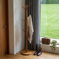 67 Brown Solid Wood Ten Hook Freestanding Coat Rack