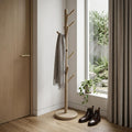 67 Gray Solid Wood Ten Hook Freestanding Coat Rack