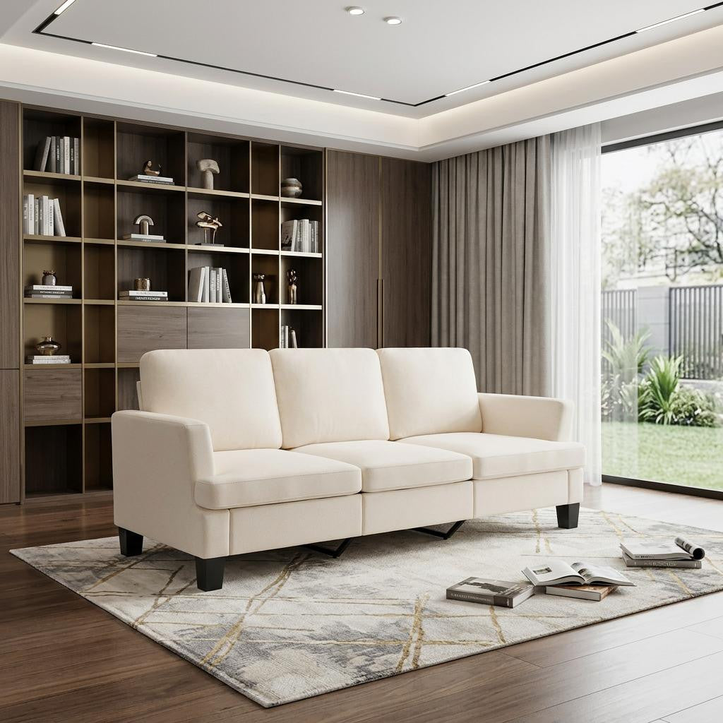 84 Beige Linen Sofa
