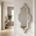 34 Inch Gray Solid Wood Quatrefoil Framed Accent Mirror