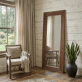 69 Inch Brown Ribbed Solid Wood Wall Mounted And Leaning Framed Full Length Mirror