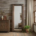 86 Inch Brown Solid Wood Wall Mounted And Leaning Framed Full Length Mirror