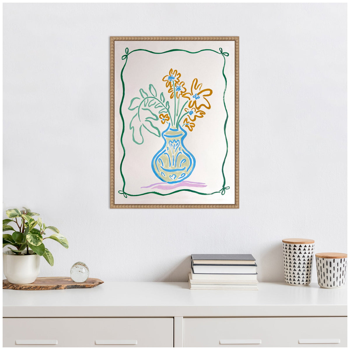 Sylvie June Blooms Bow Border Framed Canvas by Kate Aurelia Holloway