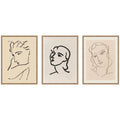 Profil de Femme Henri Matisse 3 Piece Framed Canvas Wall Art Set by Nostalgia Prints