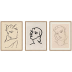Profil de Femme Henri Matisse 3 Piece Framed Canvas Wall Art Set by Nostalgia Prints
