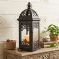 15 Black And Clear Metal And Glass Filigree Tabletop Lantern Candle Holder