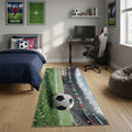 6 Green White And Black Soccer Washable Area Rug