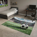 5 X 7 Green White And Black Soccer Washable Area Rug