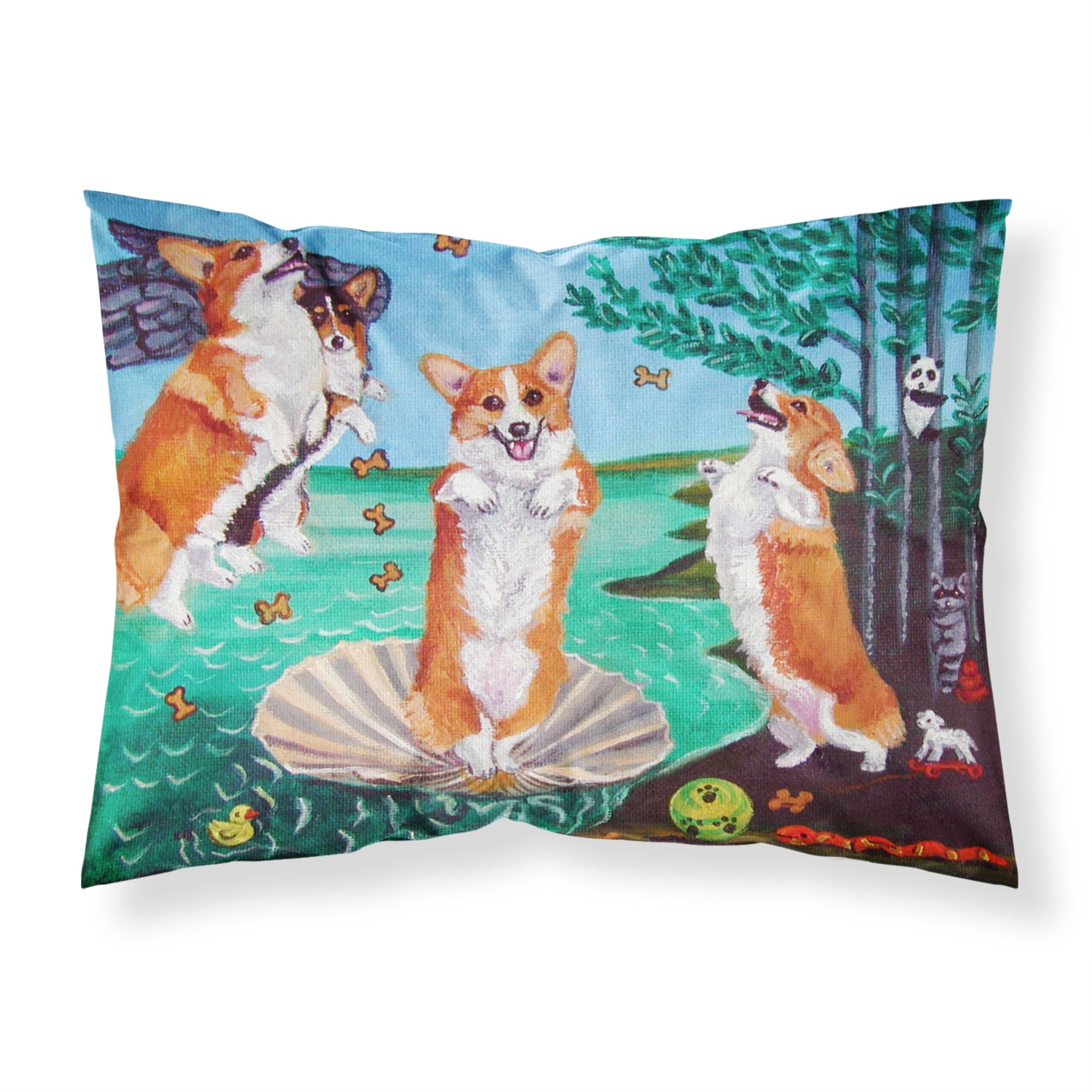 'Caroline'S Treasures 7319Pillowcase Corgi Birth Of Venus Fabric Standard Pillowcase, Large, Multicolor'