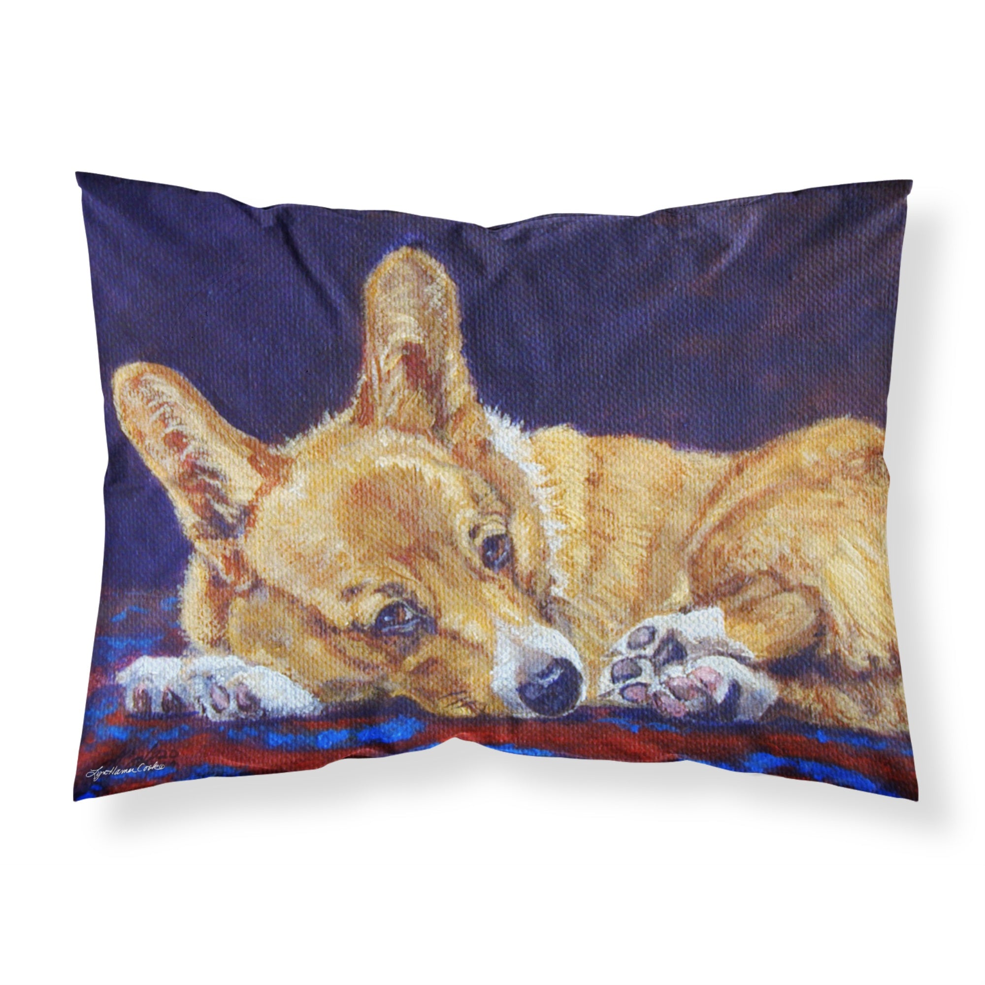 'Caroline'S Treasures 7320Pillowcase Corgi Blue Lonesome Fabric Standard Pillowcase, Large, Multicolor'