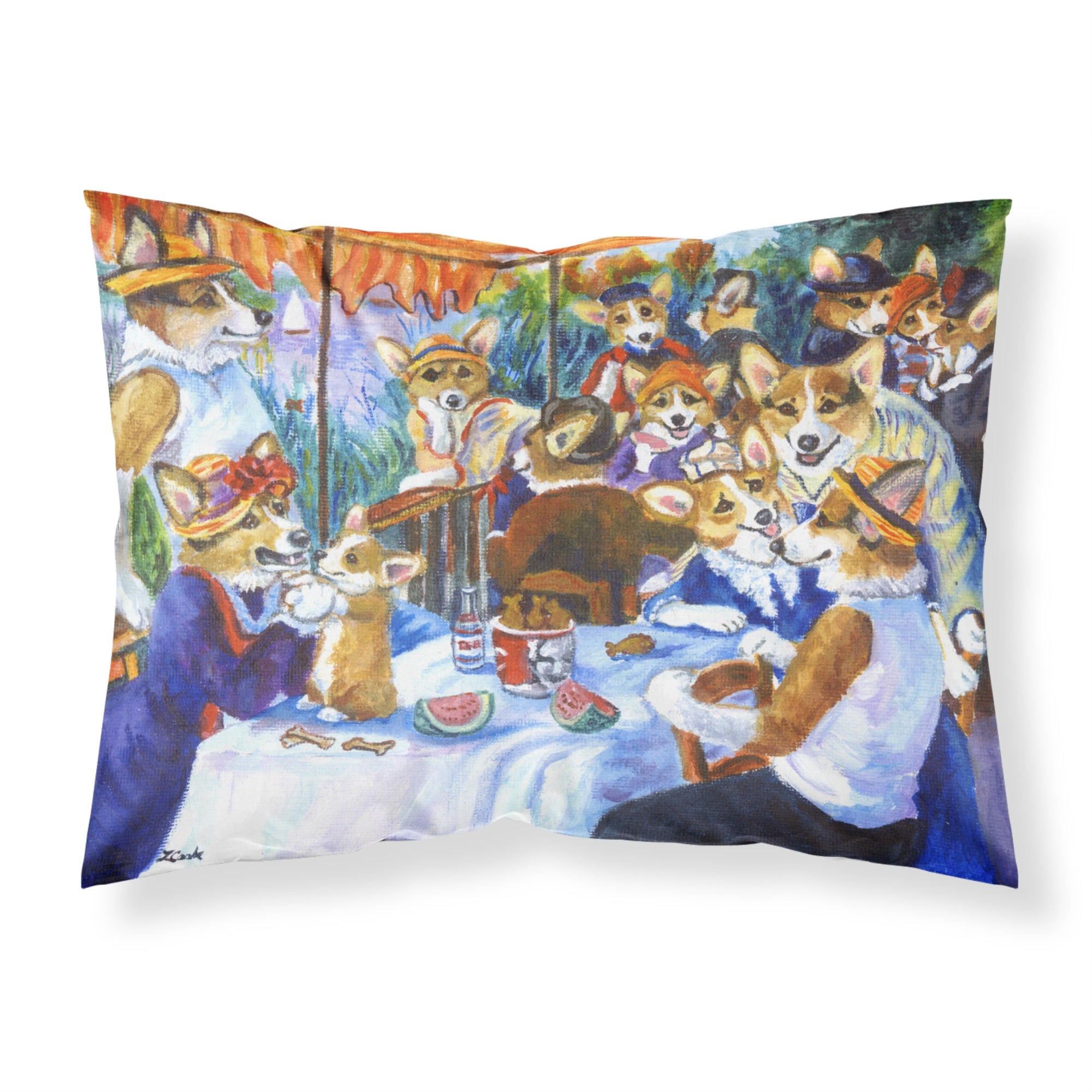 'Caroline'S Treasures 7321Pillowcase Corgi Boating Party Fabric Standard Pillowcase, Large, Multicolor'