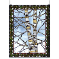 28 Inch W X 36 Inch H Birch Tree In Winter Stained Glass Window