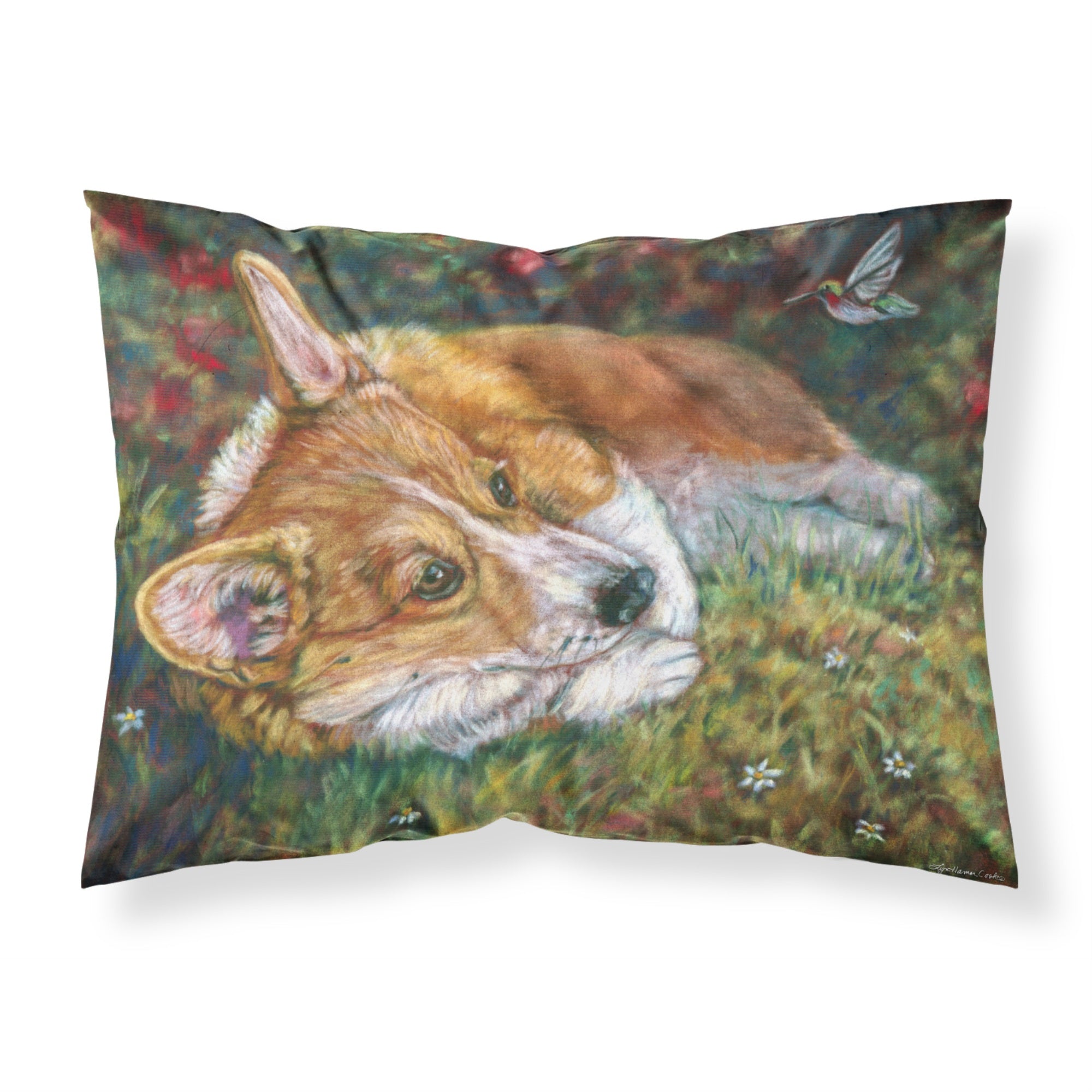 'Caroline'S Treasures 7326Pillowcase Corgi Pastel Hummingbird Fabric Standard Pillowcase, Large, Multicolor'